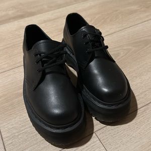 Black Dr. Martens Vegan 1461 Mono Felix Platform Loafers